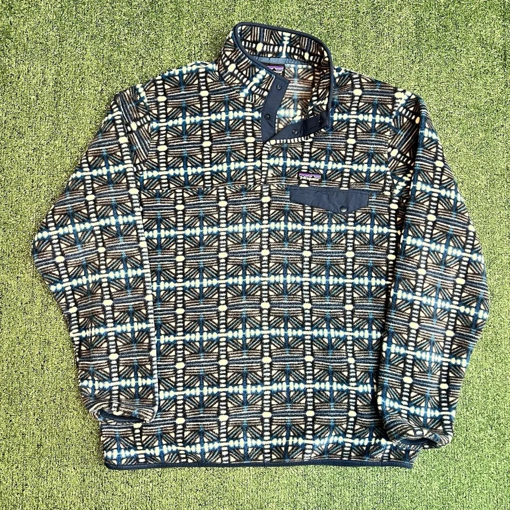 Patagonia Lightweight Synchilla Snap-T Mens XL Snow Beam Dark Natural Pullover